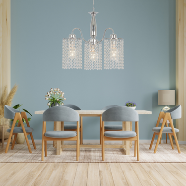 Polished Chrome Chandelier with Clear Acrylic Crystals